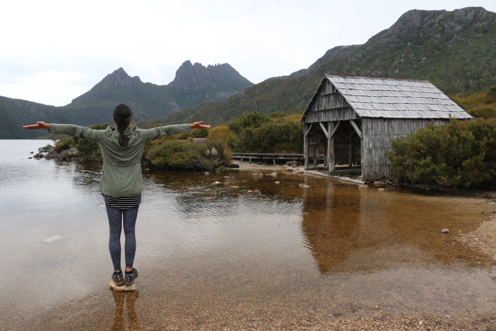 By the famous boat house on Dove Lake